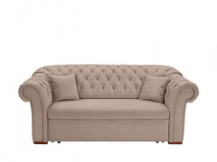 Cupido 2FBK Glamour Sofa Bed 213×99 cm – Quilted Back, Spring Slats, 2 Cushions | Beige or Grey Fabric