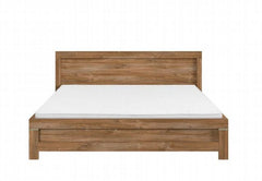 Gent Bed 160 — Tall Headboard, Natural Wood Grain & Stirling Oak Finish