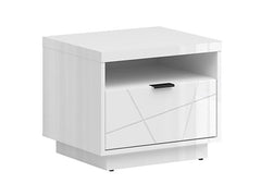 Forn Bedside Table with Drawer – White Gloss | Soft-Close & Routed Front