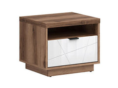 Forn Bedside Table – Dark Delano Oak / White Gloss