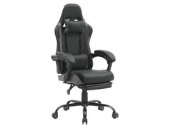 G-Turbo Gaming Chair – Black & Grey | TILT Mechanism | 150° Recline | Extending Footrest | Lumbar & Headrest Pillows | Metal Base