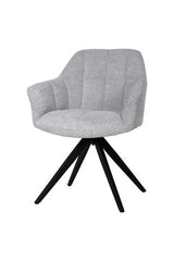 Chort 360° Swivel Chair – Grey Upholstery | Soft Foam | Decorative Stitching | Black Powder-Coated Metal Frame | 61×62×84 cm