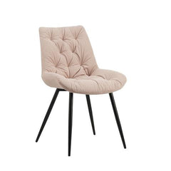 Claudio Corduroy Dining Chair – Foam-Filled with Decorative Stitching & Black Metal Legs | Light Pink | 4 Colours