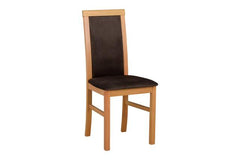 Como Upholstered Dining Chair | Brown & Golden Oak | Ergonomic | 43×92 cm