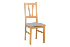 Filo Scandinavian Dining Chair – Beech Frame with Ladder Back & Upholstered Seat | Light Grey / Grandson Oak