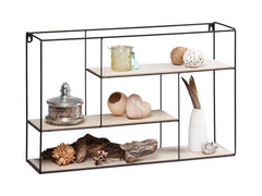 Annika Wall Shelf 60 cm – Black Metal & Light MDF, 3 Tiers