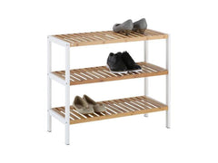 Anna 3-Tier Shoe Rack – Bamboo & White, Hallway Storage Shelf