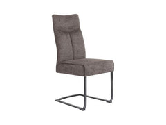 Buffy Upholstered Dining Chair – Black Frame / Brown
