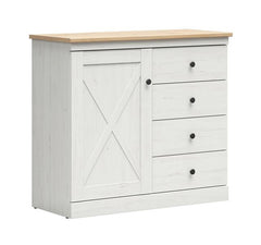 Frija Chest of Drawers 103 cm – 2 Doors & 4 Drawers – Andersen Pine White / Artisan Oak