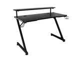 Black — Gaming Desk | 120 × 64 cm | Headphone Hook & Cup Holder | Cable Management