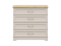 Anga Chest of Drawers 94 cm – Cashmere & Mauvella Oak, Brushed Gold Handles