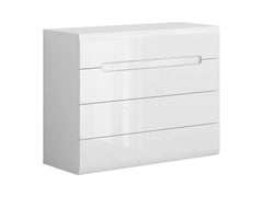 Azteca Trio Chest of Drawers 105 cm – White & White Gloss, 4 Drawers