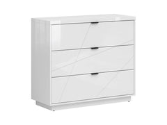 Forn Chest of Drawers | 3 Soft-Close Drawers & Routed Fronts | White Gloss | 106x93x42.5cm