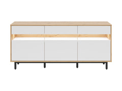 Gap Large Sideboard 190cm – Artisan Oak, White & Black | 3 Drawers & Shelves