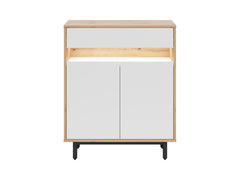 Gap Chest of Drawers 90x108 cm – White & Artisan Oak, 1 Drawer, 4 Shelves, Black Legs