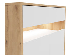 Gap Chest of Drawers 90x108 cm – White & Artisan Oak, 1 Drawer, 4 Shelves, Black Legs