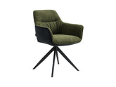 Akita Swivel Dining Chair – Green | Soft Upholstered Seat & Black Metal Legs