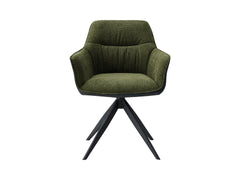 Akita Swivel Dining Chair – Green | Soft Upholstered Seat & Black Metal Legs