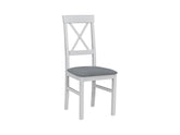 Alla 3 Upholstered Dining Chair – Beech Wood Frame | Grey Fabric & White Legs