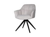 Chort Swivel Dining Chair — 360° Rotation, Soft Fabric & Black Metal Frame, Creme