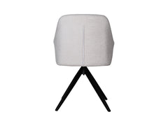 Chort Swivel Dining Chair — 360° Rotation, Soft Fabric & Black Metal Frame, Creme