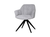 Chort 360° Swivel Chair – Grey Upholstery | Soft Foam | Decorative Stitching | Black Powder-Coated Metal Frame | 61×62×84 cm
