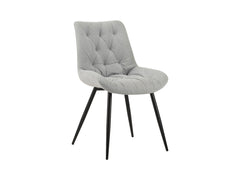 Claudio Upholstered Dining Chair — Corduroy Fabric & Black Metal Legs, Light Blue