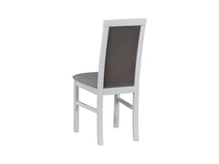 Como Upholstered Dining Chair — Grey Fabric & White Frame, Minimalist Design