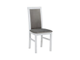 Como Upholstered Dining Chair — Grey Fabric & White Frame, Minimalist Design