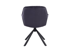 Eileen Swivel Chair — Velvet Bucket Seat, 360° Rotation & Powder-Coated Frame, Black