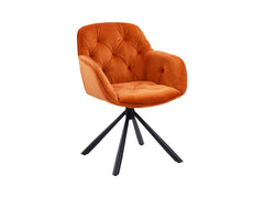 Eileen Swivel Chair — 360° Rotation, Quilted Velvet Bucket Seat & Powder-Coated Frame, Orange