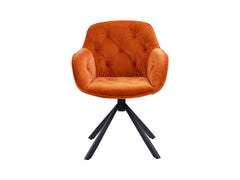 Eileen Swivel Chair — 360° Rotation, Quilted Velvet Bucket Seat & Powder-Coated Frame, Orange