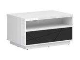Forn Coffee Table 90 cm – White Gloss & Black Matt, Soft-Close Drawer, Magazine Shelf