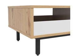 Gap Scandi Coffee Table – Artisan Oak, White & Black | Under-Shelf Storage | 110×60×38 cm | Living Room