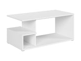 Gato Coffee Table — Geometric Design, Open Shelf & Stable Base, Alpine White
