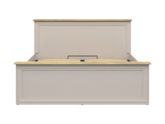 Anga Bed 160 — Upholstered Headboard, Storage & Mauvella Oak