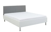 Anton Bed 140x200 cm – White, Upholstered Headboard, Slatted Base & Bonell Spring Mattress