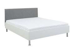Anton Bed 140x200 cm – White, Upholstered Headboard, Slatted Base & Bonell Spring Mattress