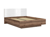 Forn Storage Bed 160×200 cm – Gas-Lift Base, Modern Style, 4 Colour Options | Dark Delano Oak & White Gloss