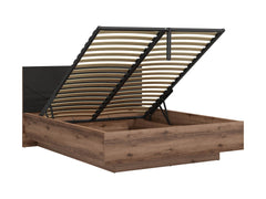 Forn Bed 160×200 with Storage – Dark Delano Oak / Matt Black
