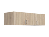 Brando 3 Wardrobe Top Unit 136 cm – Sonoma Oak & Textile, 3 Doors, Silver Handles