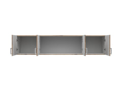 Brando 4 Wardrobe Top Unit 181×39×54 cm – 4 Doors, Ergonomic Handles | Dark Flagstaff Oak & Textile
