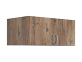 Brando 2 Wardrobe Top Cabinet 91x54x39 cm – 2 Doors, Dark Flagstaff Oak & Textile