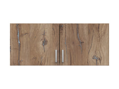 Brando 2 Wardrobe Top Cabinet 91x54x39 cm – 2 Doors, Dark Flagstaff Oak & Textile