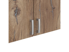 Brando 2 Wardrobe Top Cabinet 91x54x39 cm – 2 Doors, Dark Flagstaff Oak & Textile
