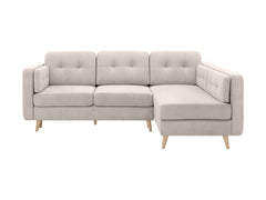 Cornet Corner Sofa Bed — DL Auto Mechanism, 135x198cm Sleeping Surface, Bedding Storage & Back Cushions, Lotus Sand