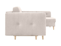 Cornet Corner Sofa Bed — DL Auto Mechanism, 135x198cm Sleeping Surface, Bedding Storage & Back Cushions, Lotus Sand