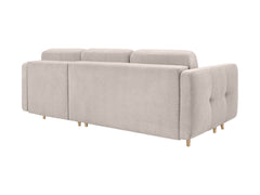 Cornet Corner Sofa Bed — DL Auto Mechanism, 135x198cm Sleeping Surface, Bedding Storage & Back Cushions, Lotus Sand