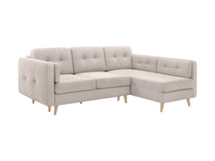Cornet Corner Sofa Bed — DL Auto Mechanism, 135x198cm Sleeping Surface, Bedding Storage & Back Cushions, Lotus Sand