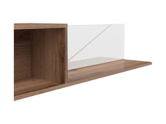 Forn Wall Shelf 156 cm – 2 Compartments, Dark Delano Oak & White Gloss